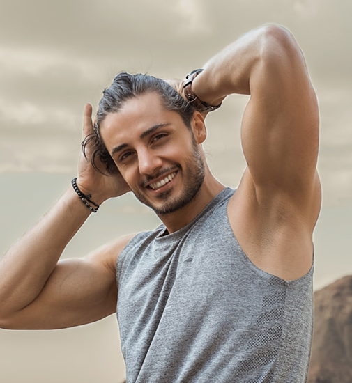 confident male after chest surgery